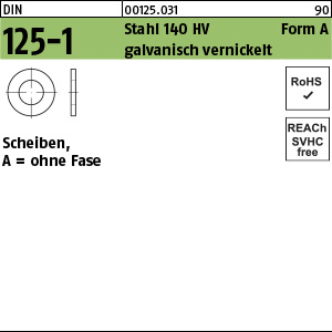 Unterlegscheiben galvanisch vernickelt DIN 125 / DIN EN ISO 7089