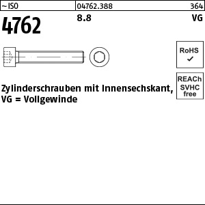 8.8 unveredelt; naturfarben Zylinderschrauben ISO 4762 M5 x 80 Ansicht 2
