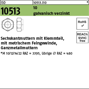 10.9 galv. verzinkt Sechskantmuttern ISO 10513 M10 x 10.9 Ansicht 2