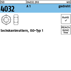 Austenite (A1 / 1.4305) unveredelte Mutter ISO 4032 M1.6 Ansicht 2