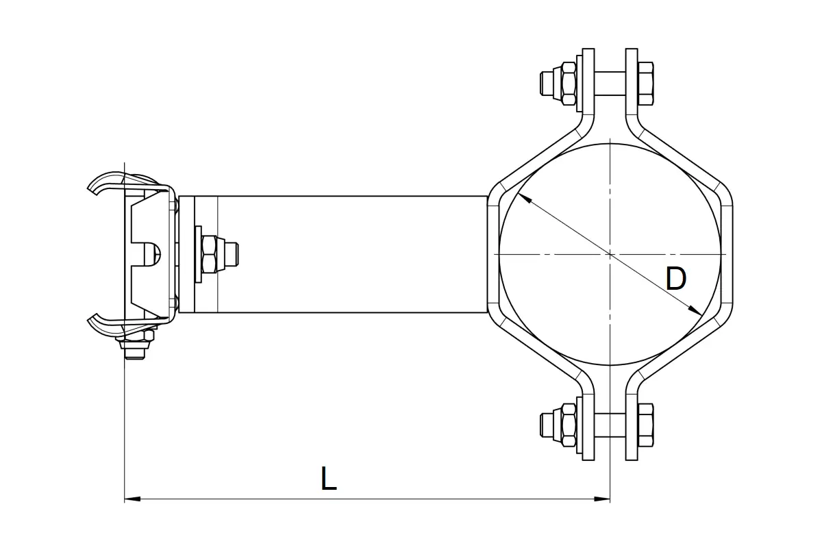 Halterung für Rundmast ØD=241mm, L=240mm Ansicht 2