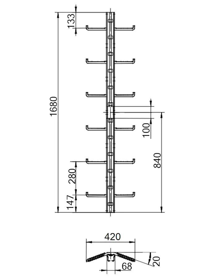 Leiter mit Ausklinkung L=1680mm, feuerverzinkt Ansicht 2