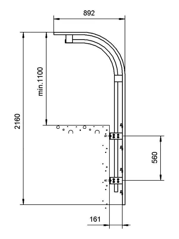 Gebogener Überstieg für Leiter Ø10.5mm Ansicht 2